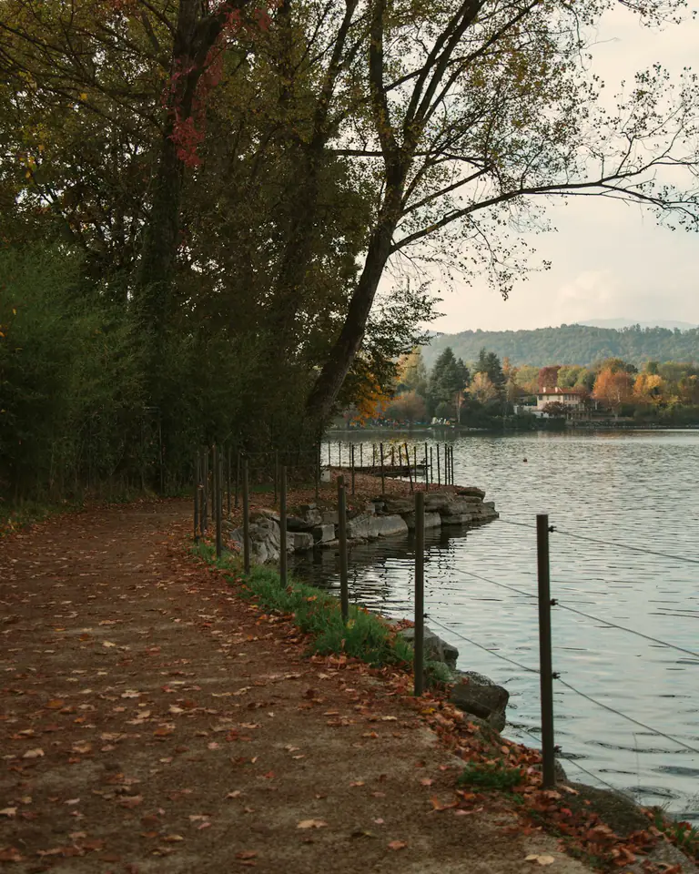 Herbstlicher Uferweg an einem See